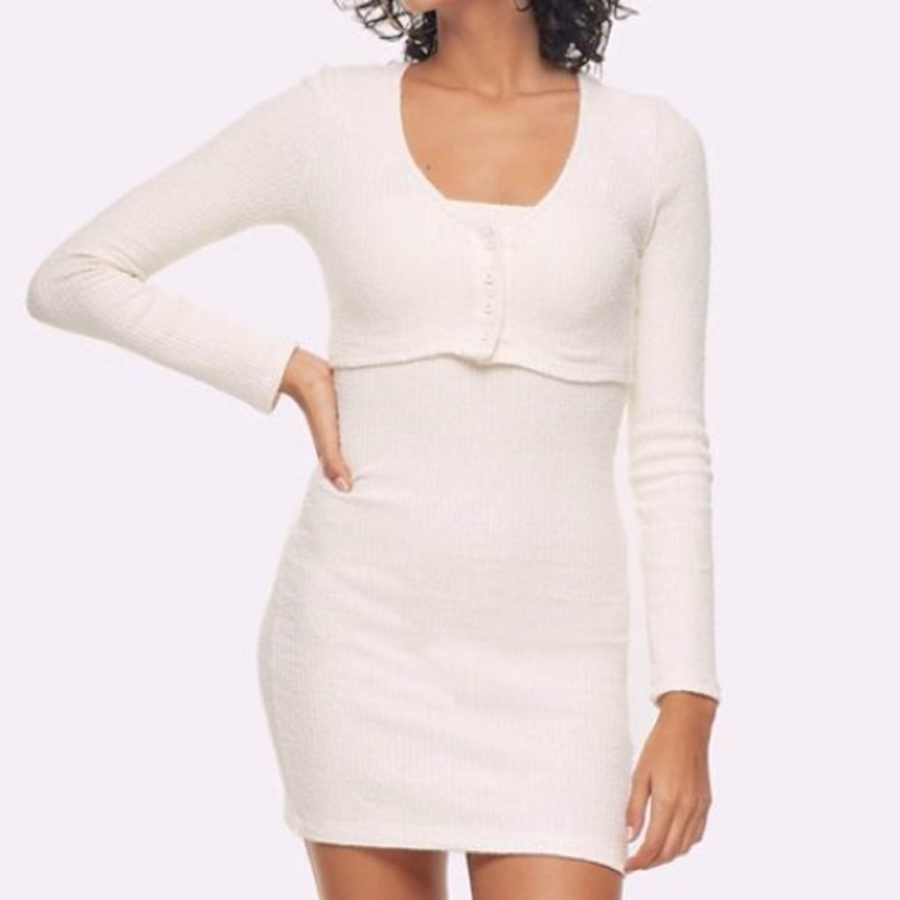 Top shop cardigan body-conscious mini dress in crème size XS